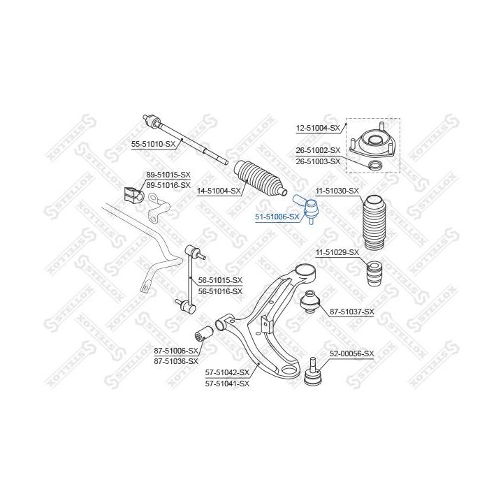 Skersinės vairo trauklės galas STELLOX 51-51006-SX