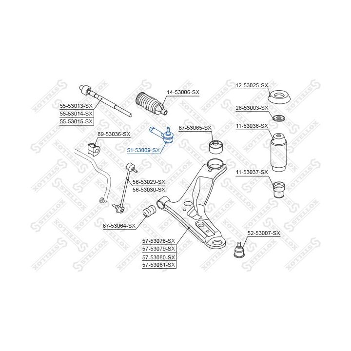 Skersinės vairo trauklės galas STELLOX 51-53009-SX