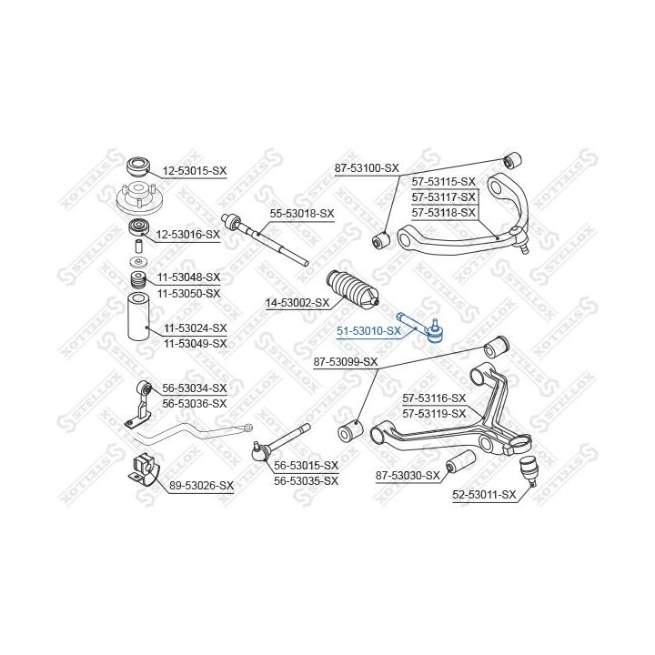 Skersinės vairo trauklės galas STELLOX 51-53010-SX