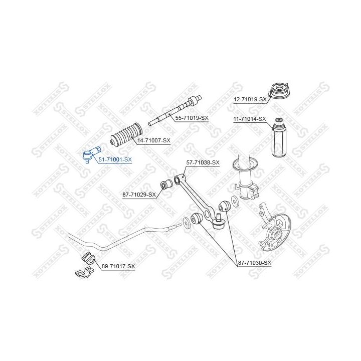 Skersinės vairo trauklės galas STELLOX 51-71001-SX