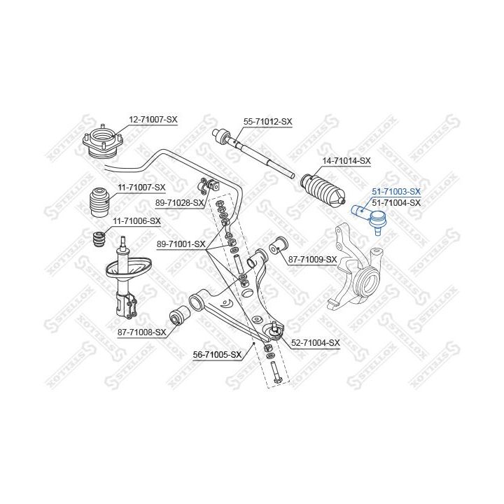 Skersinės vairo trauklės galas STELLOX 51-71003-SX
