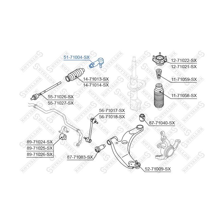 Skersinės vairo trauklės galas STELLOX 51-71004-SX