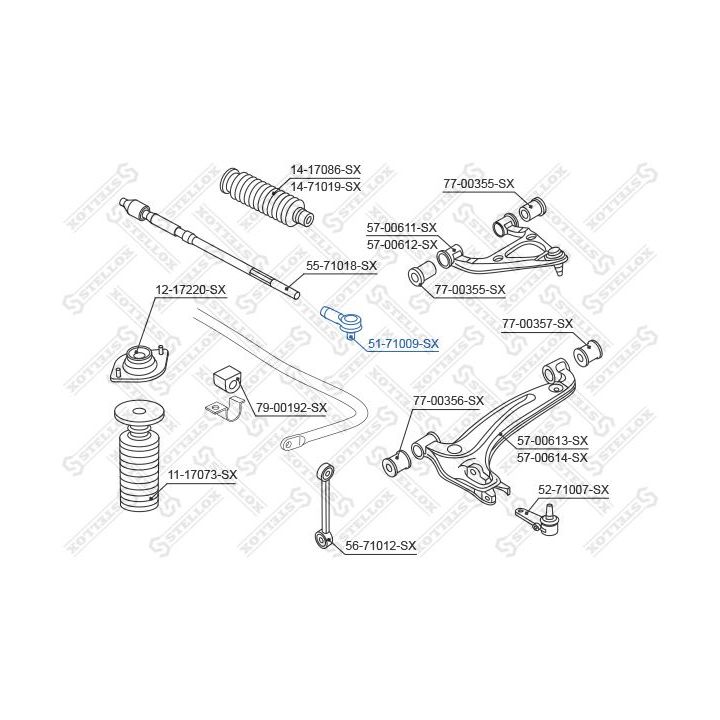 Skersinės vairo trauklės galas STELLOX 51-71009-SX