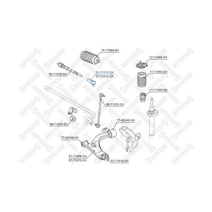 Skersinės vairo trauklės galas STELLOX 51-71015-SX