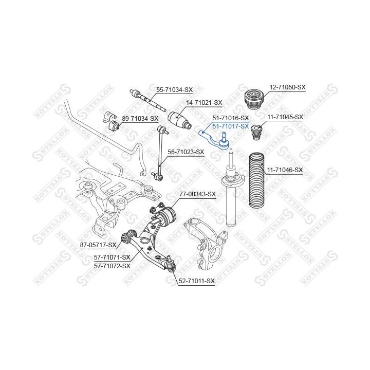 Skersinės vairo trauklės galas STELLOX 51-71017-SX
