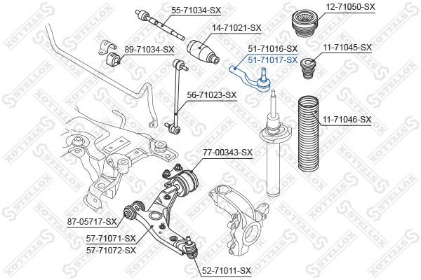 Skersinės vairo trauklės galas STELLOX 51-71017-SX