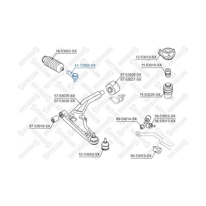 Skersinės vairo trauklės galas STELLOX 51-72002-SX