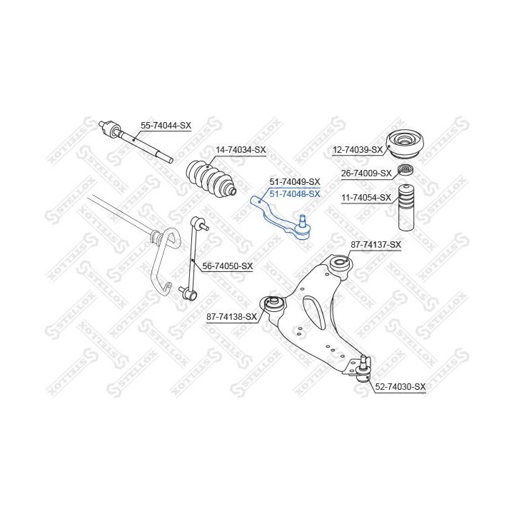 Skersinės vairo trauklės galas STELLOX 51-74048-SX