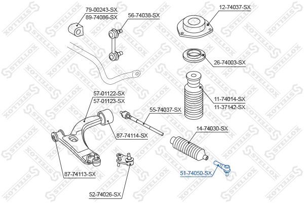 Skersinės vairo trauklės galas STELLOX 51-74050-SX