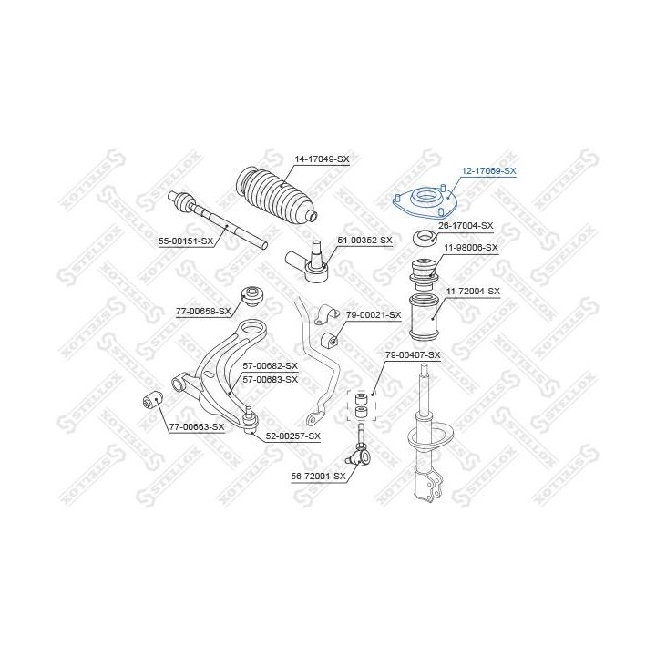 Pakabos statramsčio atraminis guolis STELLOX 12-17069-SX