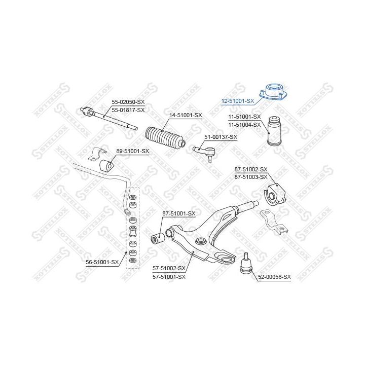 Pakabos statramsčio atraminis guolis STELLOX 12-51001-SX