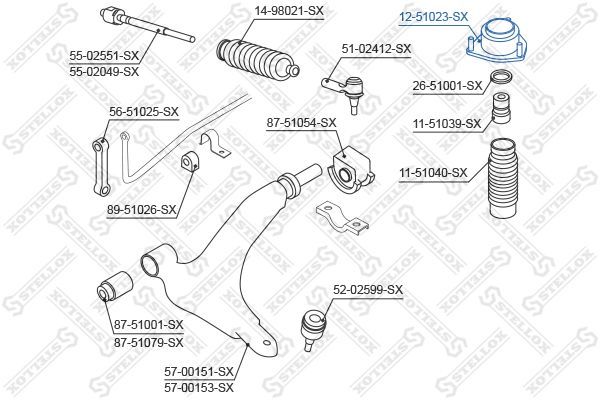 Pakabos statramsčio atraminis guolis STELLOX 12-51023-SX