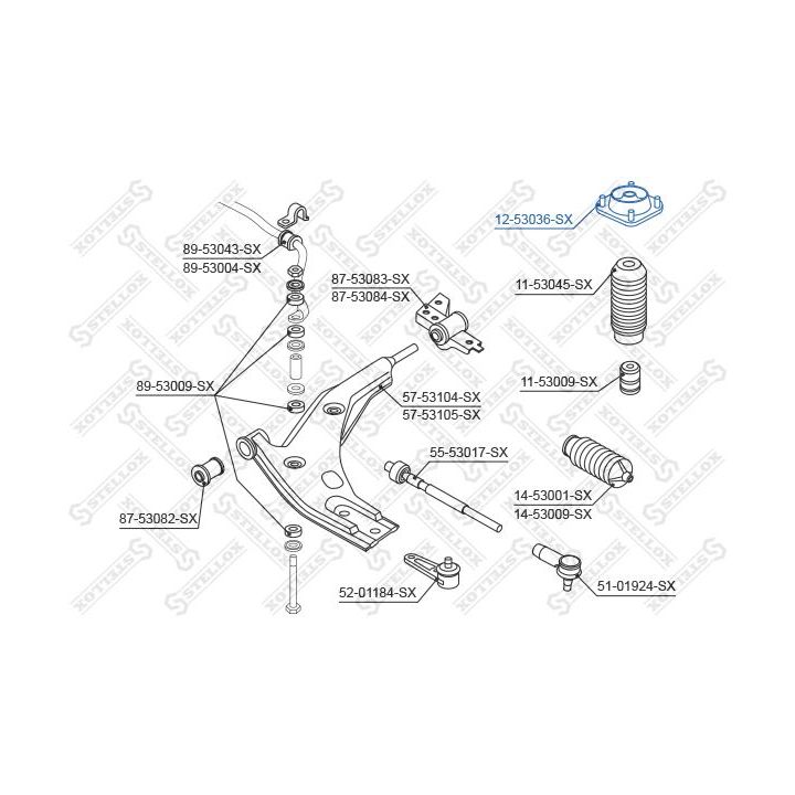 Pakabos statramsčio atraminis guolis STELLOX 12-53036-SX