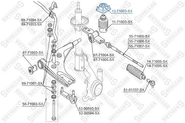 Pakabos statramsčio atraminis guolis STELLOX 12-71003-SX