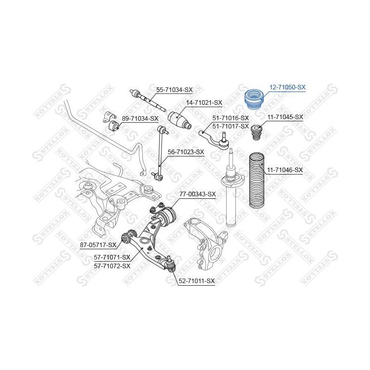 Pakabos statramsčio atraminis guolis STELLOX 12-71050-SX