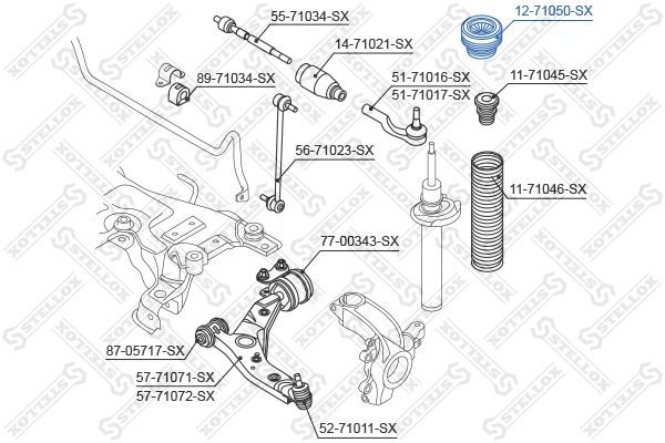Pakabos statramsčio atraminis guolis STELLOX 12-71050-SX