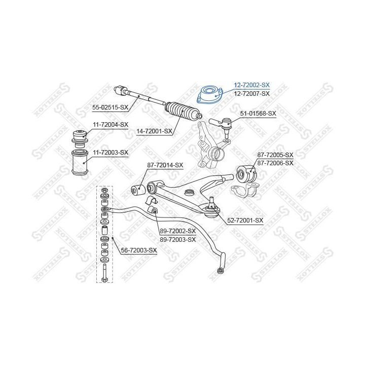 Pakabos statramsčio atraminis guolis STELLOX 12-72002-SX