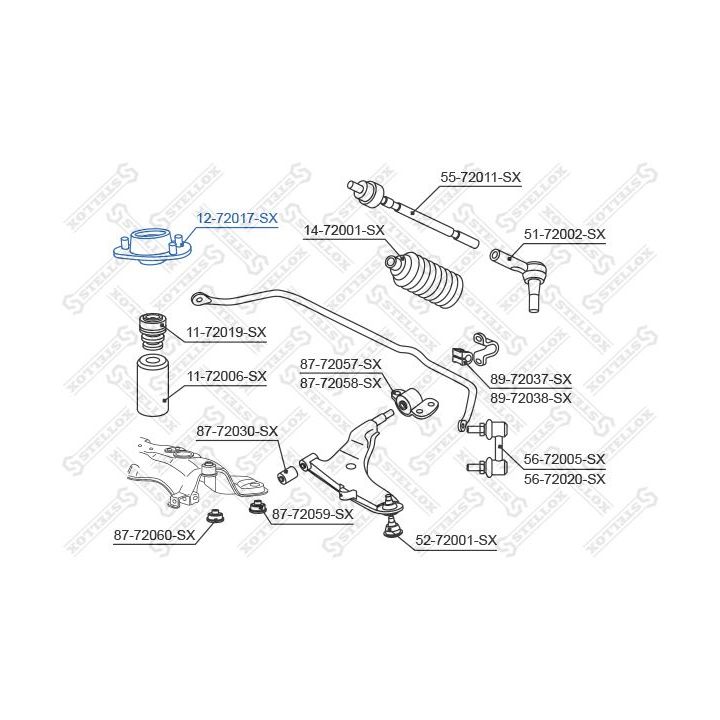 Pakabos statramsčio atraminis guolis STELLOX 12-72017-SX