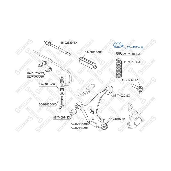 Pakabos statramsčio atraminis guolis STELLOX 12-74015-SX