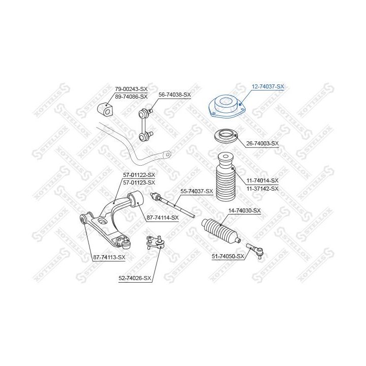 Pakabos statramsčio atraminis guolis STELLOX 12-74037-SX