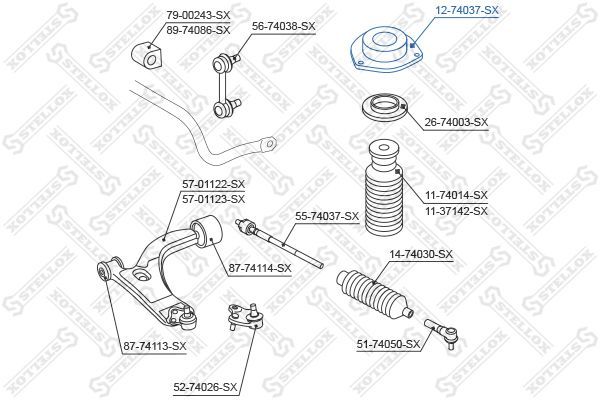 Pakabos statramsčio atraminis guolis STELLOX 12-74037-SX
