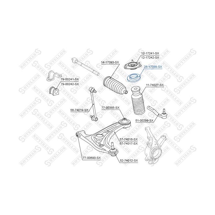 Pakabos statramsčio atraminis guolis STELLOX 26-17038-SX