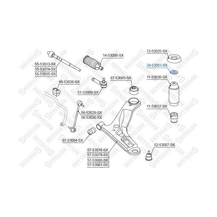 Pakabos statramsčio atraminis guolis STELLOX 26-53003-SX