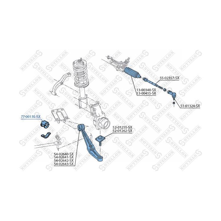 Skersinio stabilizatoriaus įvorių komplektas STELLOX 77-00135-SX
