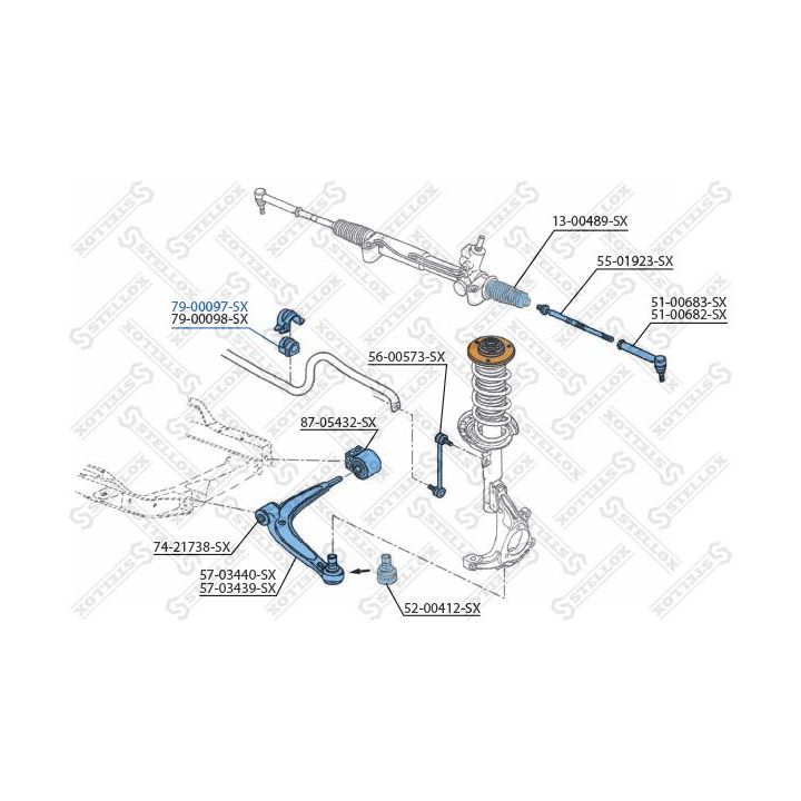 Skersinio stabilizatoriaus įvorių komplektas STELLOX 79-00097-SX
