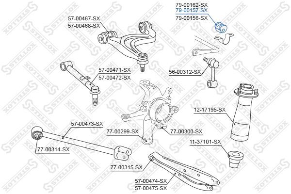 Skersinio stabilizatoriaus įvorių komplektas STELLOX 79-00157-SX