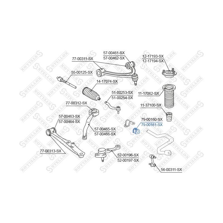 Skersinio stabilizatoriaus įvorių komplektas STELLOX 79-00161-SX