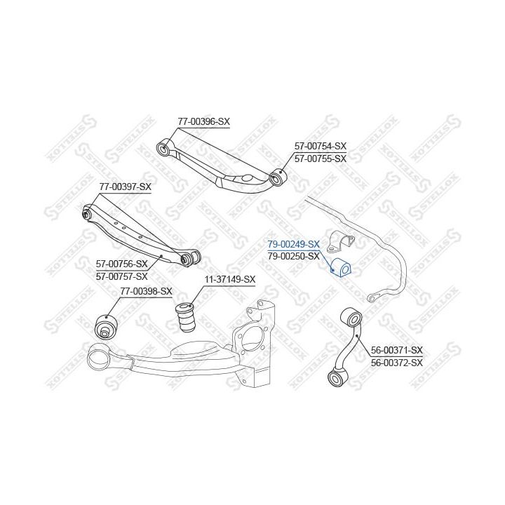 Skersinio stabilizatoriaus įvorių komplektas STELLOX 79-00249-SX