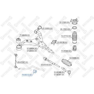 Skersinio stabilizatoriaus įvorių komplektas STELLOX 79-00313-SX