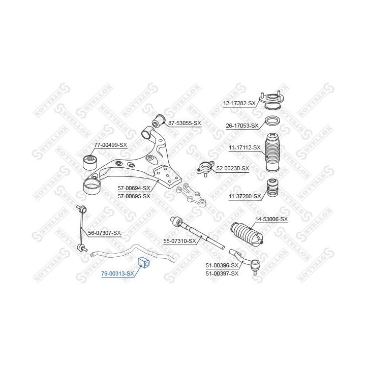 Skersinio stabilizatoriaus įvorių komplektas STELLOX 79-00313-SX