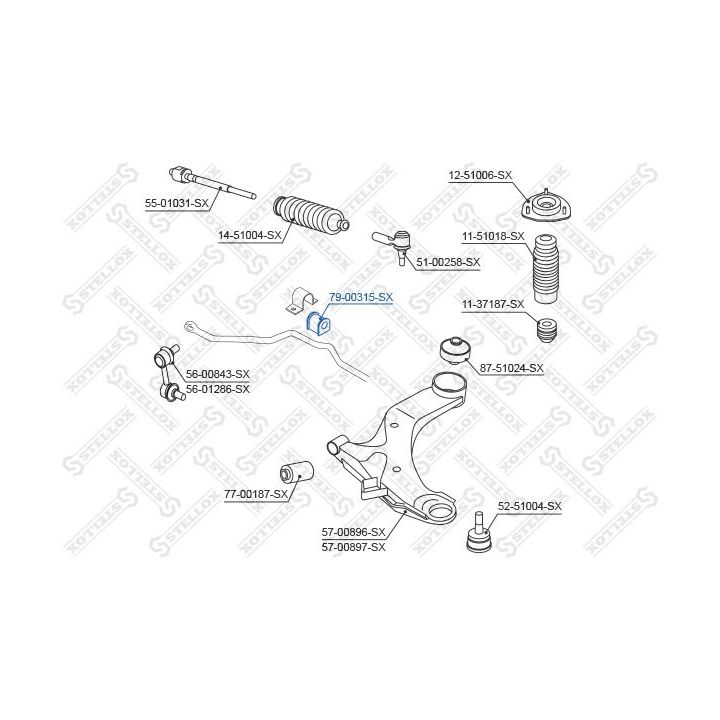 Skersinio stabilizatoriaus įvorių komplektas STELLOX 79-00315-SX