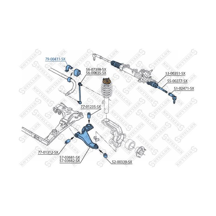 Skersinio stabilizatoriaus įvorių komplektas STELLOX 79-00411-SX