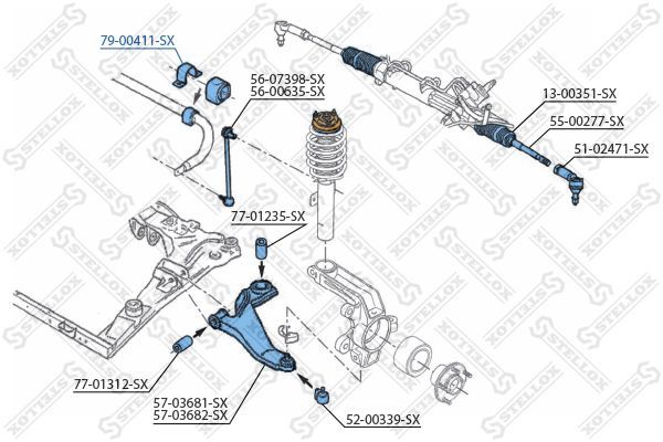 Skersinio stabilizatoriaus įvorių komplektas STELLOX 79-00411-SX