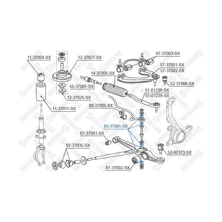 Skersinio stabilizatoriaus įvorių komplektas STELLOX 89-37001-SX