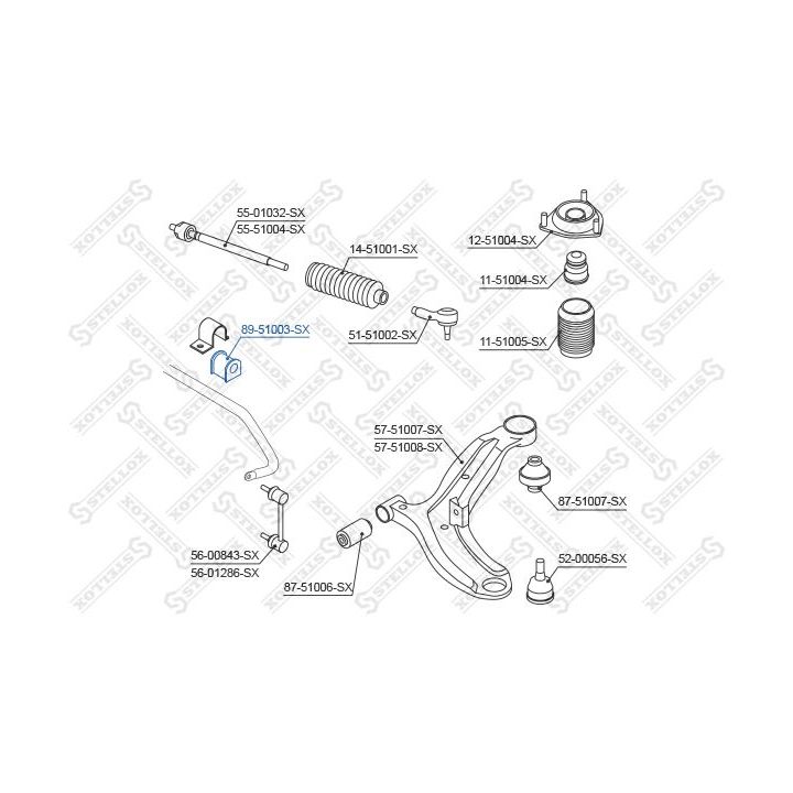 Skersinio stabilizatoriaus įvorių komplektas STELLOX 89-51003-SX