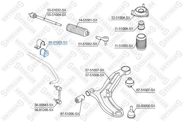 Skersinio stabilizatoriaus įvorių komplektas STELLOX 89-51003-SX
