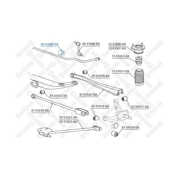 Skersinio stabilizatoriaus įvorių komplektas STELLOX 89-51006-SX