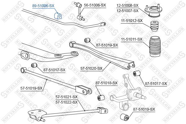 Skersinio stabilizatoriaus įvorių komplektas STELLOX 89-51006-SX