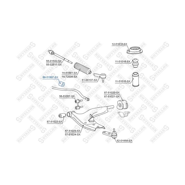 Skersinio stabilizatoriaus įvorių komplektas STELLOX 89-51007-SX