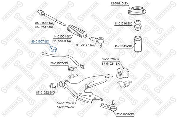 Skersinio stabilizatoriaus įvorių komplektas STELLOX 89-51007-SX