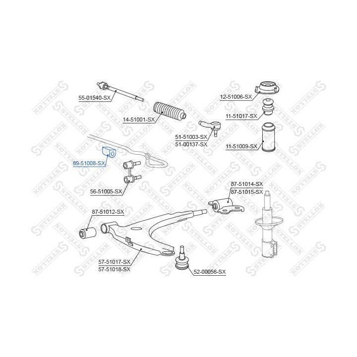 Skersinio stabilizatoriaus įvorių komplektas STELLOX 89-51008-SX