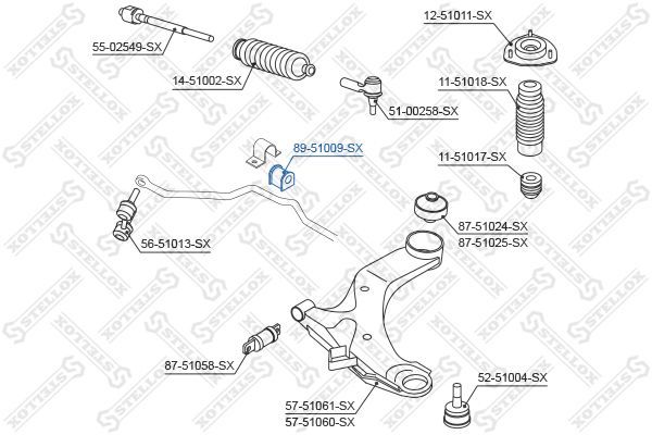 Skersinio stabilizatoriaus įvorių komplektas STELLOX 89-51009-SX