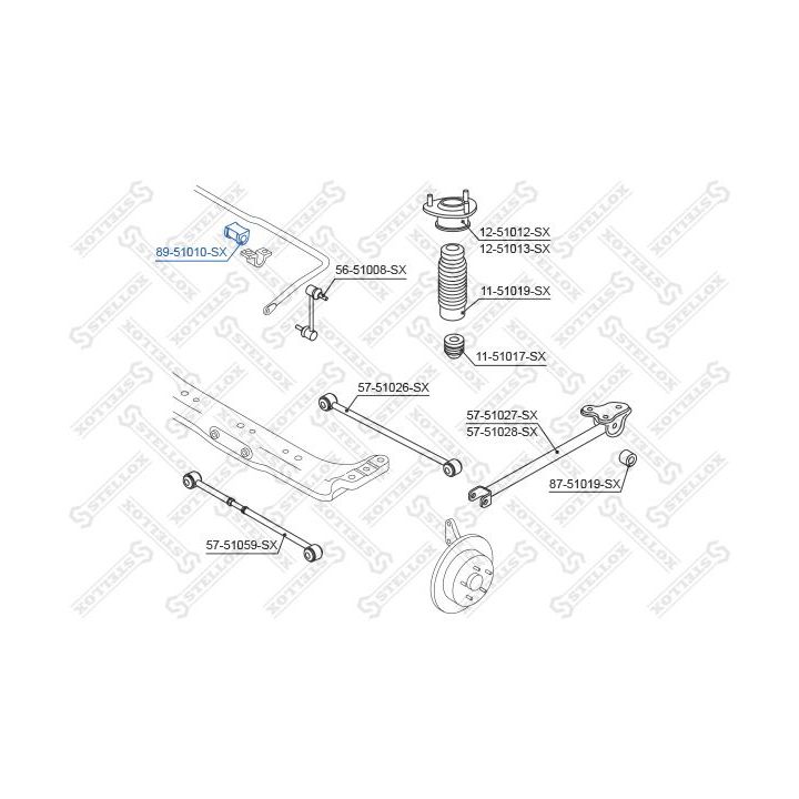 Skersinio stabilizatoriaus įvorių komplektas STELLOX 89-51010-SX