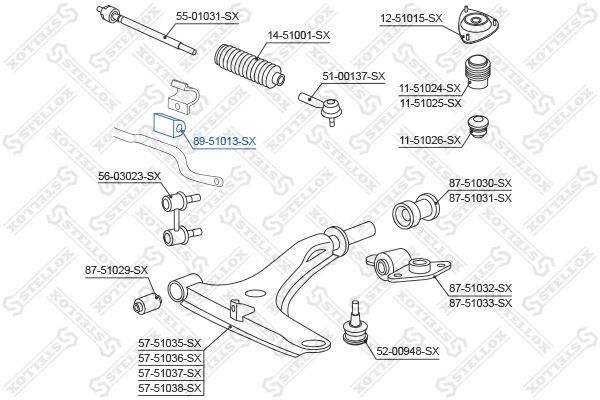 Skersinio stabilizatoriaus įvorių komplektas STELLOX 89-51013-SX