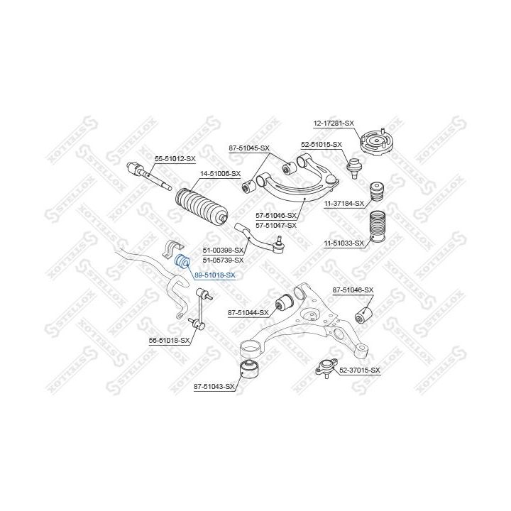 Skersinio stabilizatoriaus įvorių komplektas STELLOX 89-51018-SX