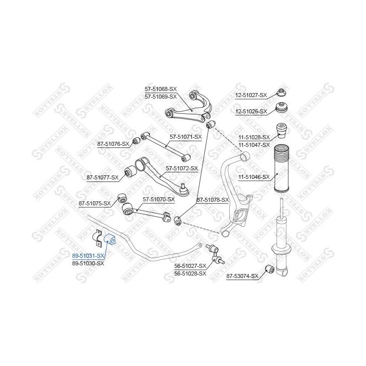 Skersinio stabilizatoriaus įvorių komplektas STELLOX 89-51031-SX